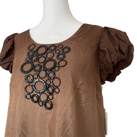 Kensie Bauble Puff Sleeve Ombre Midi Dress Brown and Black Women’s M - Picture 3 of 6